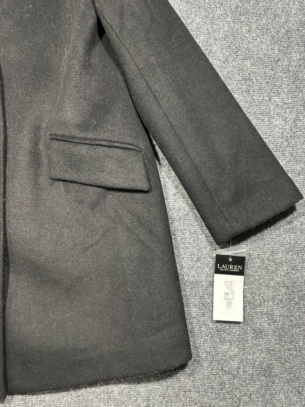 Lauren Ralph Lauren Black Label Wool Peacoat Womens 8 Black Tab Front Button NEW - Picture 4 of 11